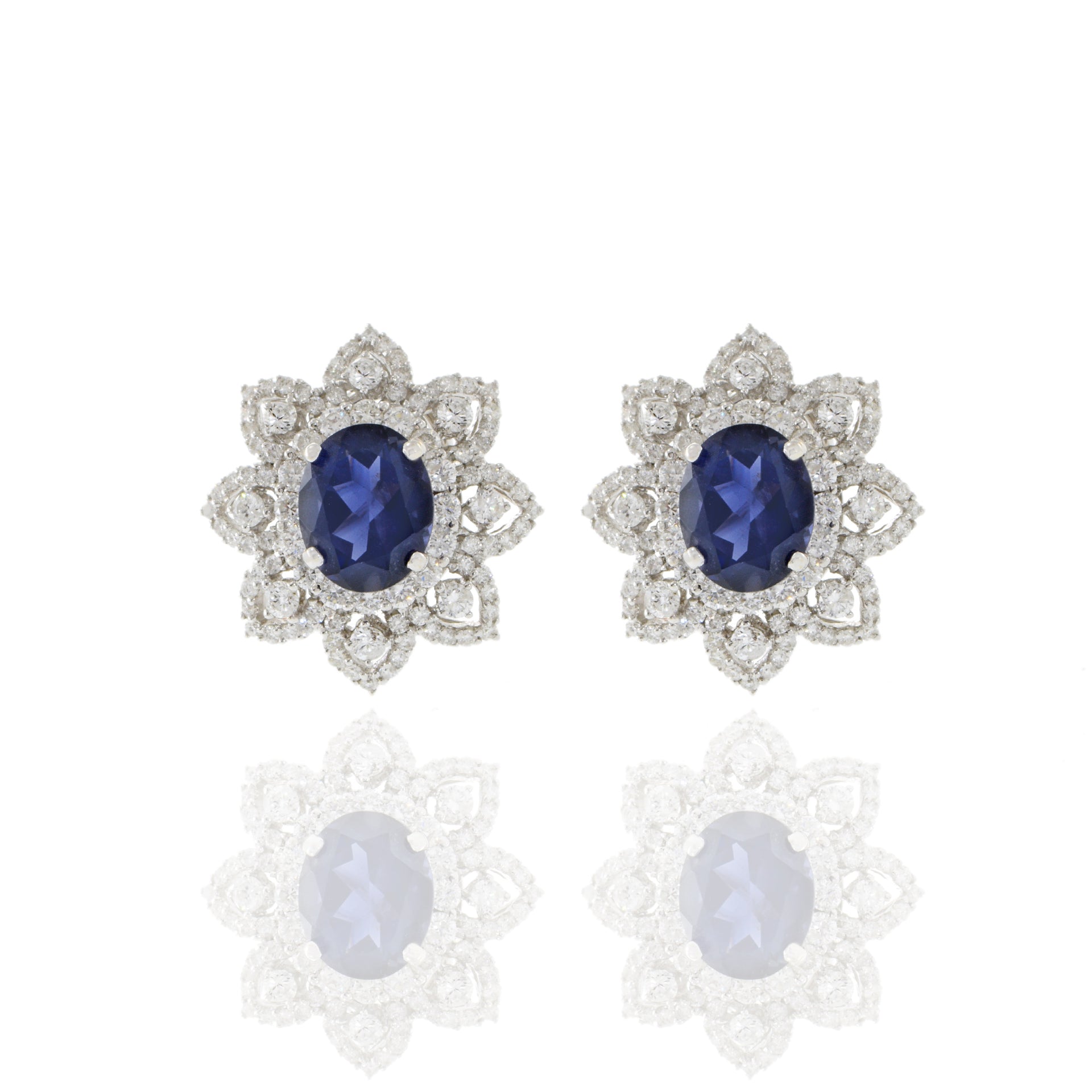 18KT White Gold Iolite And Diamond Earrings