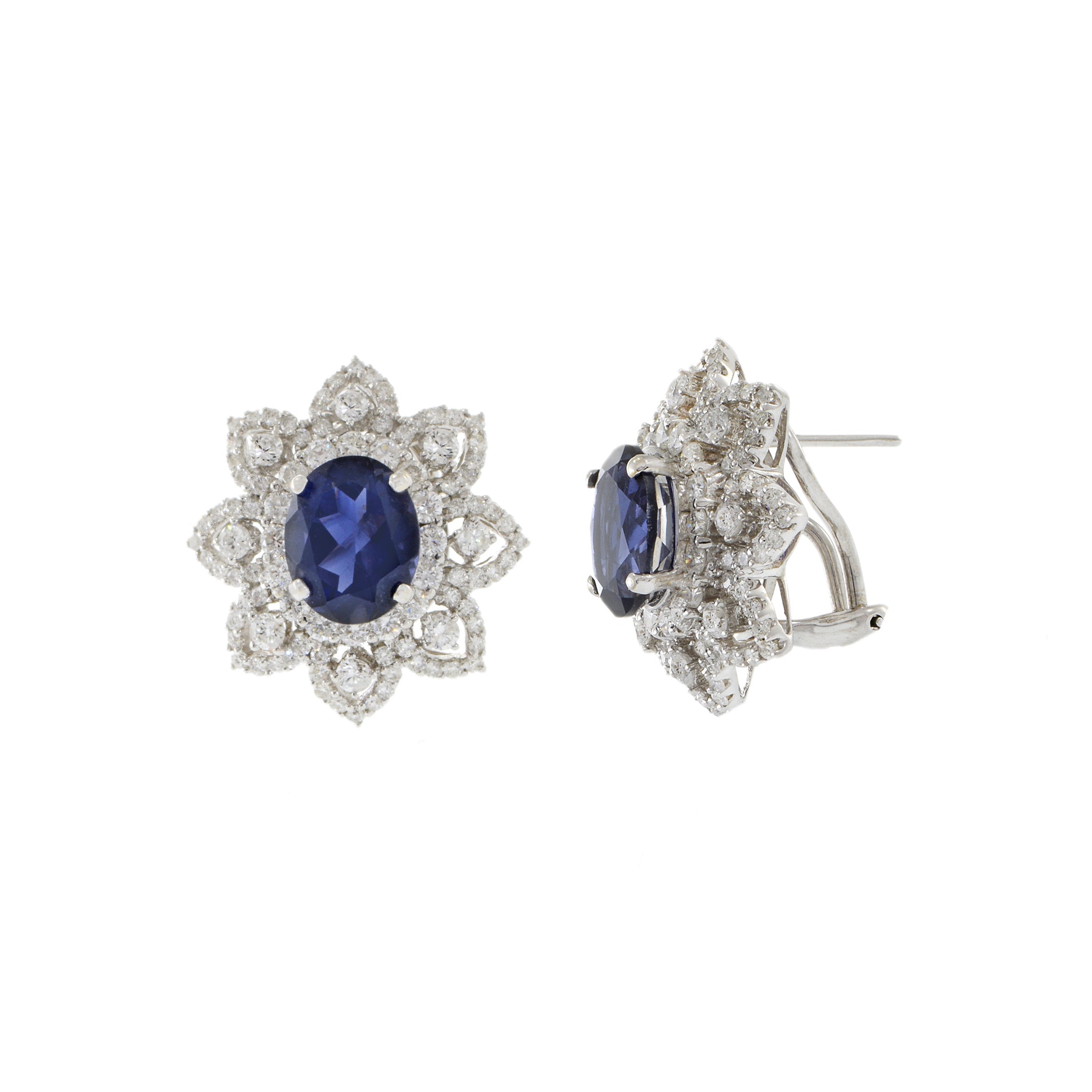 18KT White Gold Iolite And Diamond Earrings