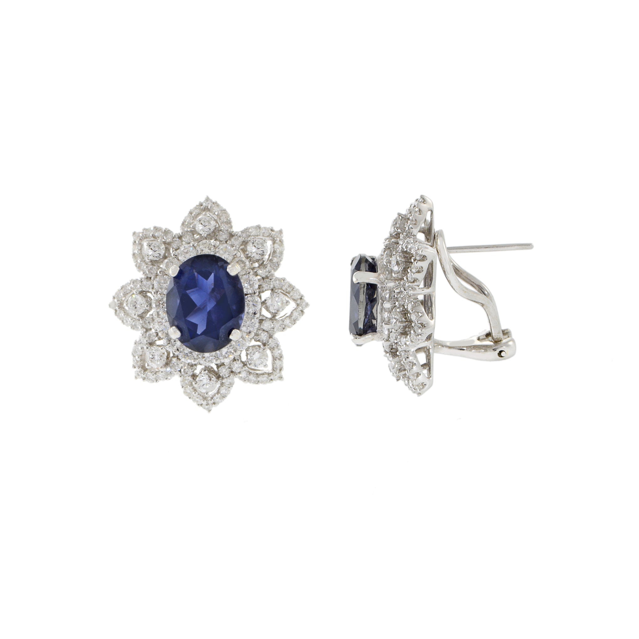 18KT White Gold Iolite And Diamond Earrings