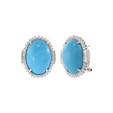 18KT White Gold Natural Turquoise and Diamond Earrings