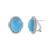 18KT White Gold Natural Turquoise and Diamond Earrings