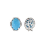 18KT White Gold Natural Turquoise and Diamond Earrings