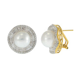 18KT Yellow Gold South Sea Pearl and Diamond Earrings