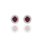 18KT White Gold Ruby And Diamond Earrings