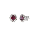 18KT White Gold Ruby And Diamond Earrings