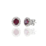 18KT White Gold Ruby And Diamond Earrings