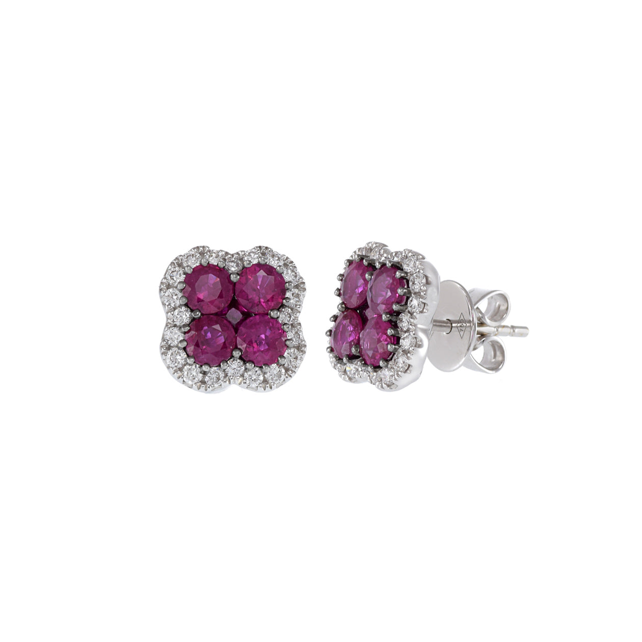 18KT White Gold Ruby And Diamond Earrings