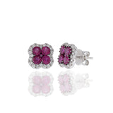 18KT White Gold Ruby And Diamond Earrings