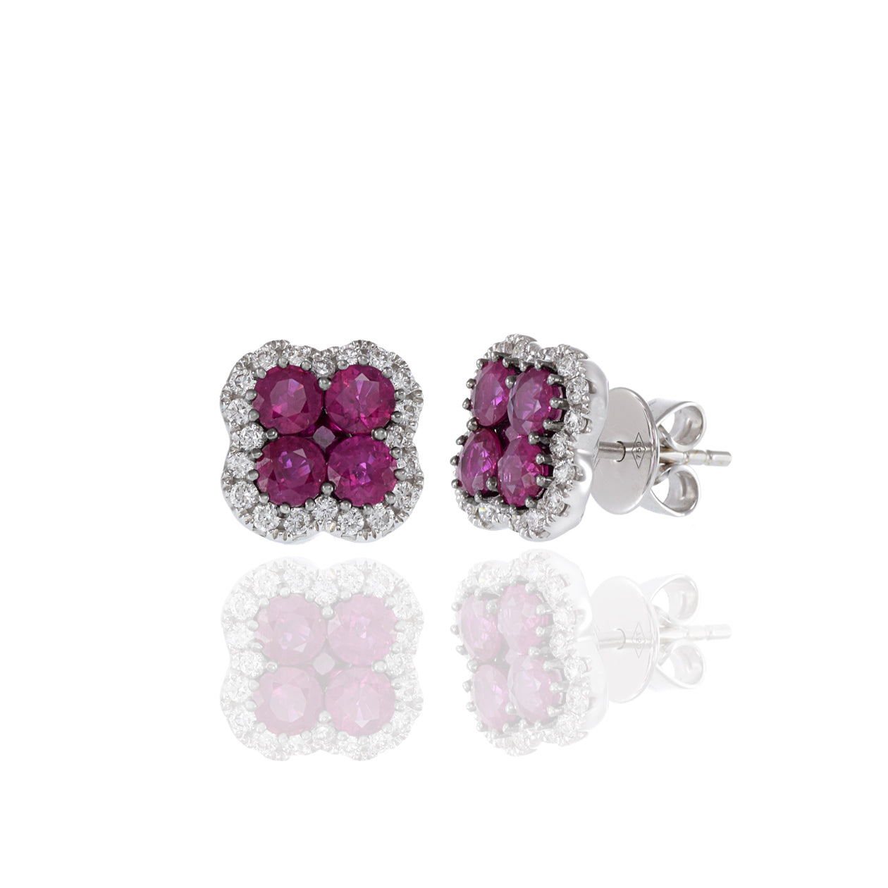 18KT White Gold Ruby And Diamond Earrings