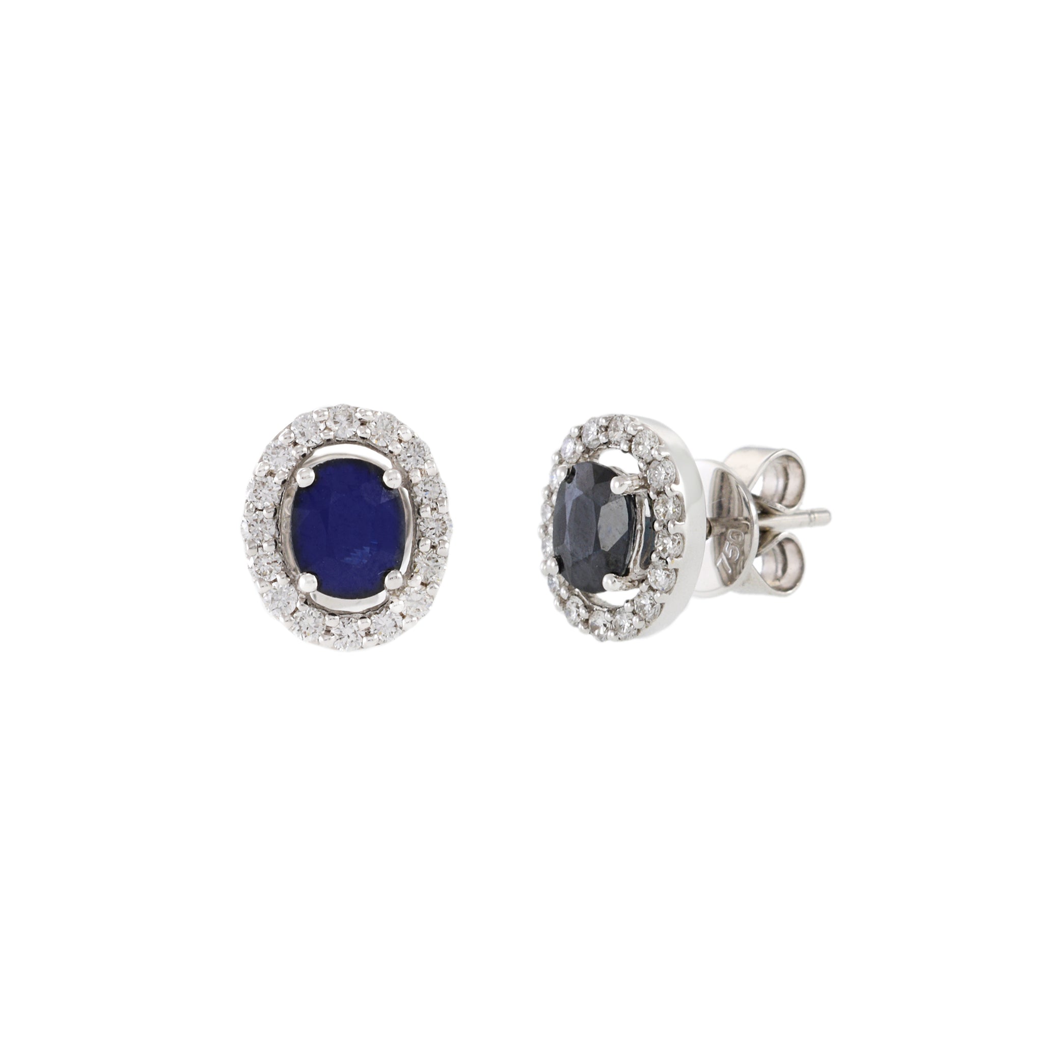 18KT White Gold Sapphire And Diamond Earrings