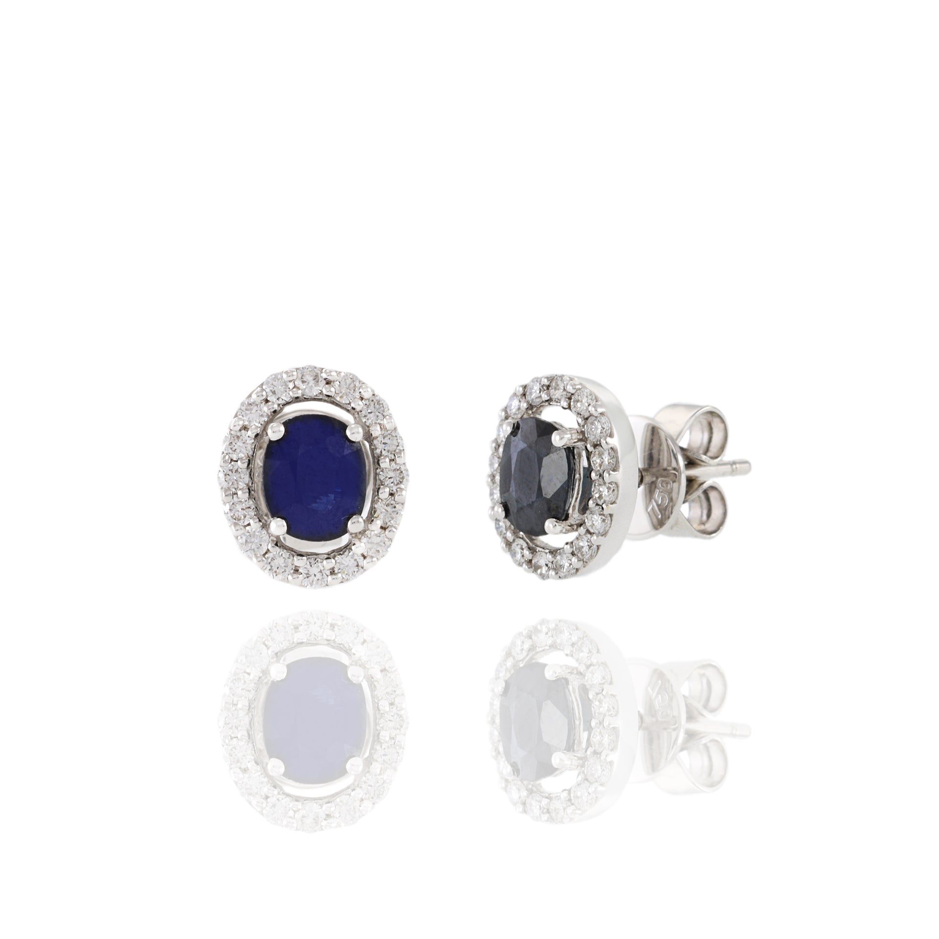 18KT White Gold Sapphire And Diamond Earrings