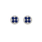 18KT White Gold Blue Sapphire And Diamond Earrings