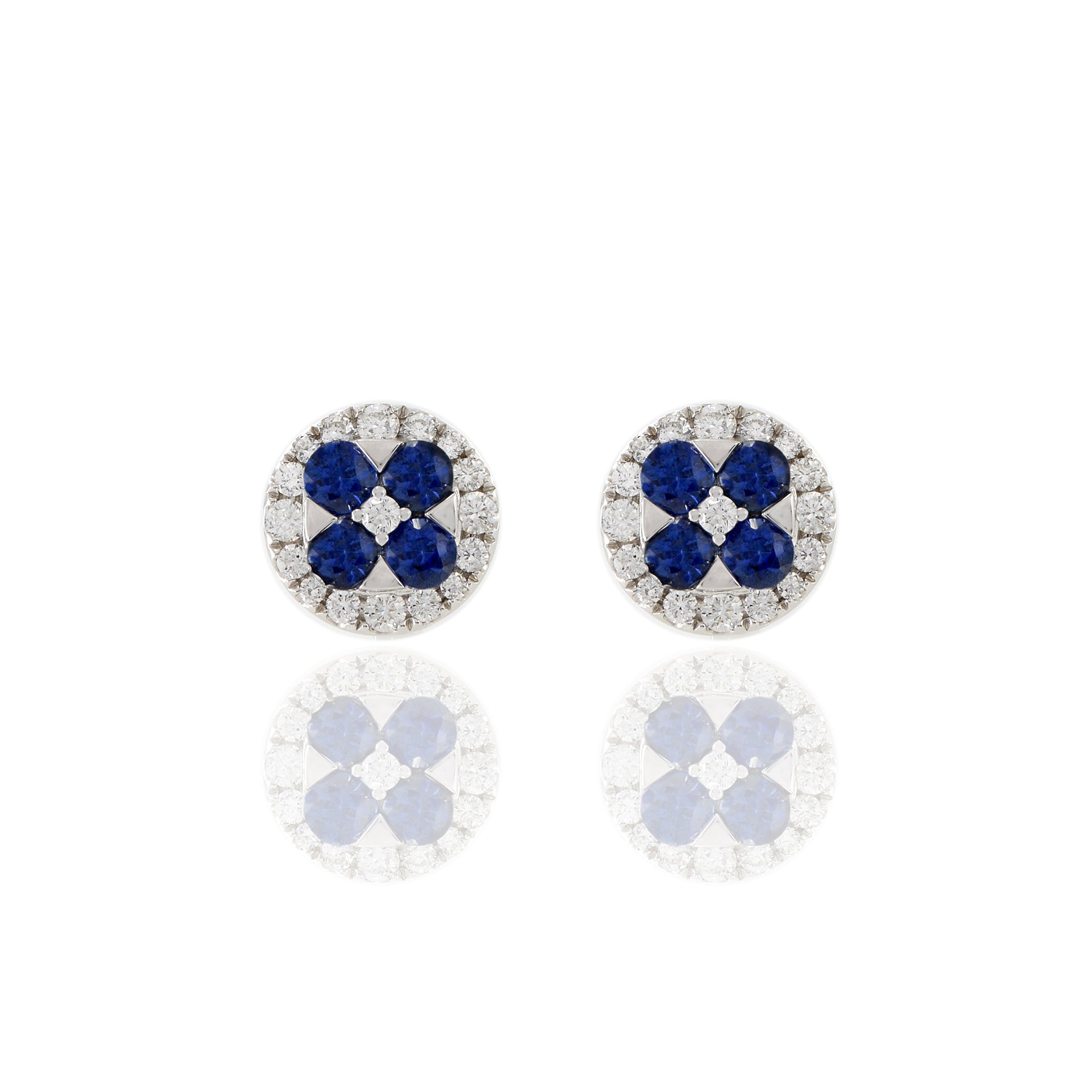 18KT White Gold Blue Sapphire And Diamond Earrings