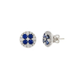 18KT White Gold Blue Sapphire And Diamond Earrings