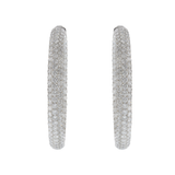 18KT White Gold In-and-Out Hoop Earrings with Round Cut Diamonds