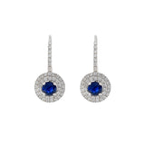 18KT White Gold Diamond And Sapphire Circle Drop Earrings