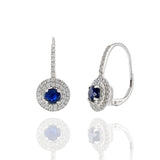 18KT White Gold Diamond And Sapphire Circle Drop Earrings