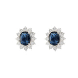 18KT White Gold Blue Sapphire And Diamond Earrings