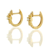 14KT Yellow Gold Diamond Cross Huggie Earrings