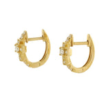 14KT Yellow Gold Diamond Cross Huggie Earrings