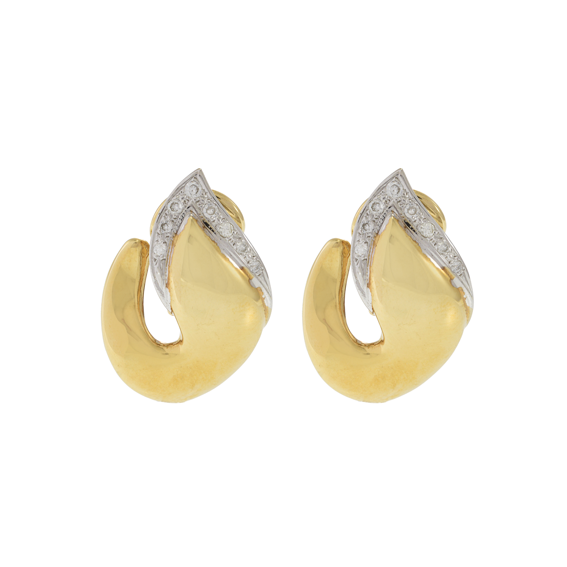 Vintage Retro Era 18KT White and Yellow Gold Diamond Earrings