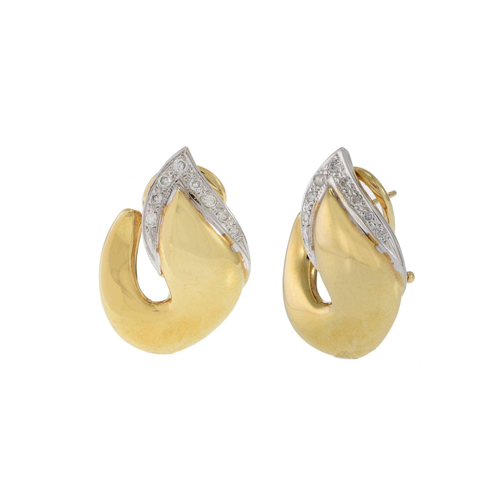 Vintage Retro Era 18KT White and Yellow Gold Diamond Earrings