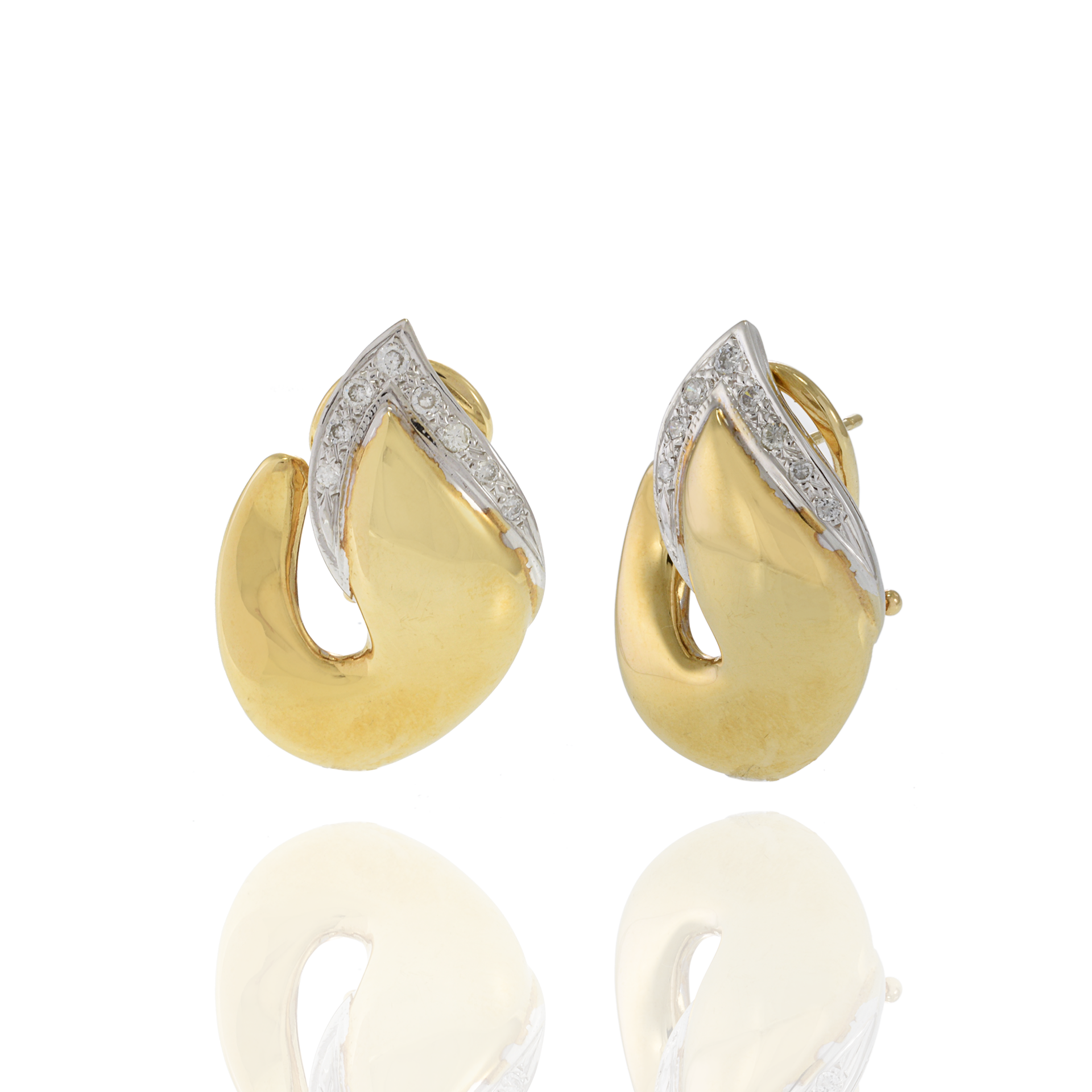 Vintage Retro Era 18KT White and Yellow Gold Diamond Earrings