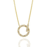 18KT Yellow Gold Pendant Eternity Diamond Circle With Diamond Lock Pendant