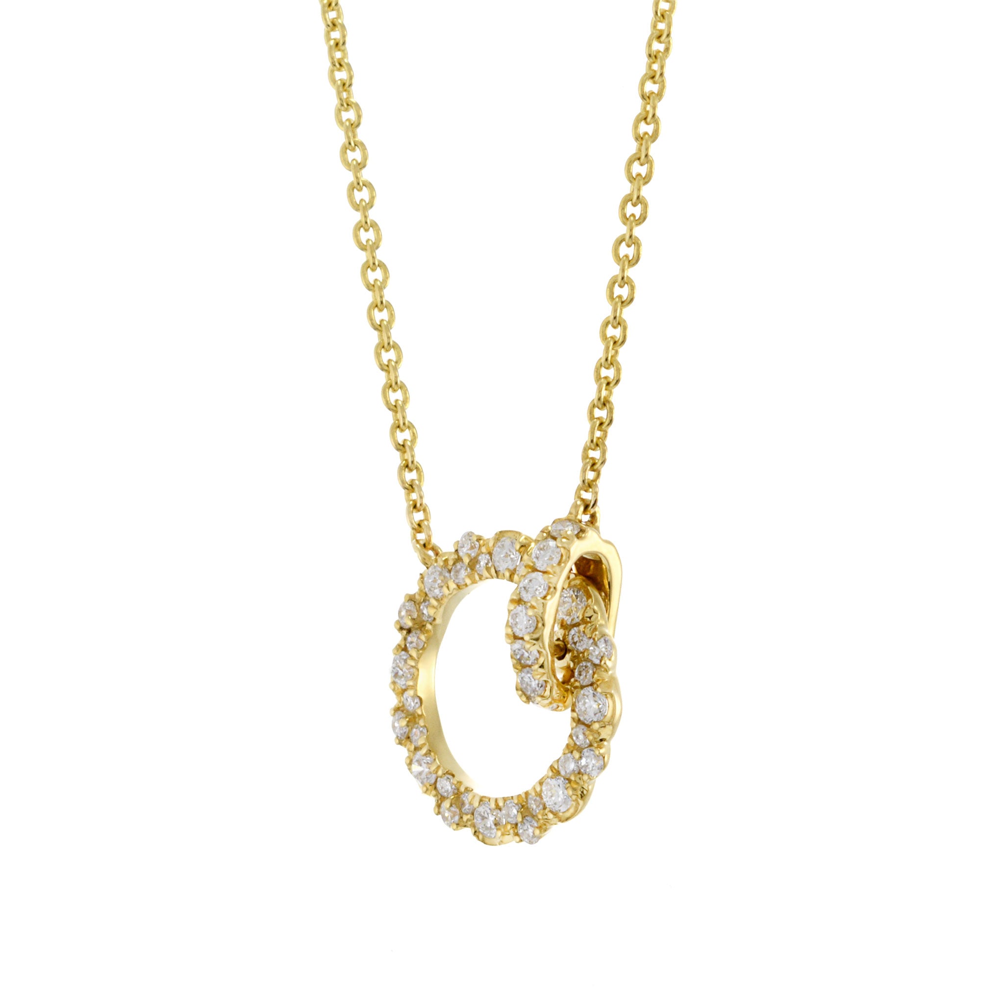 18KT Yellow Gold Pendant Eternity Diamond Circle With Diamond Lock Pendant