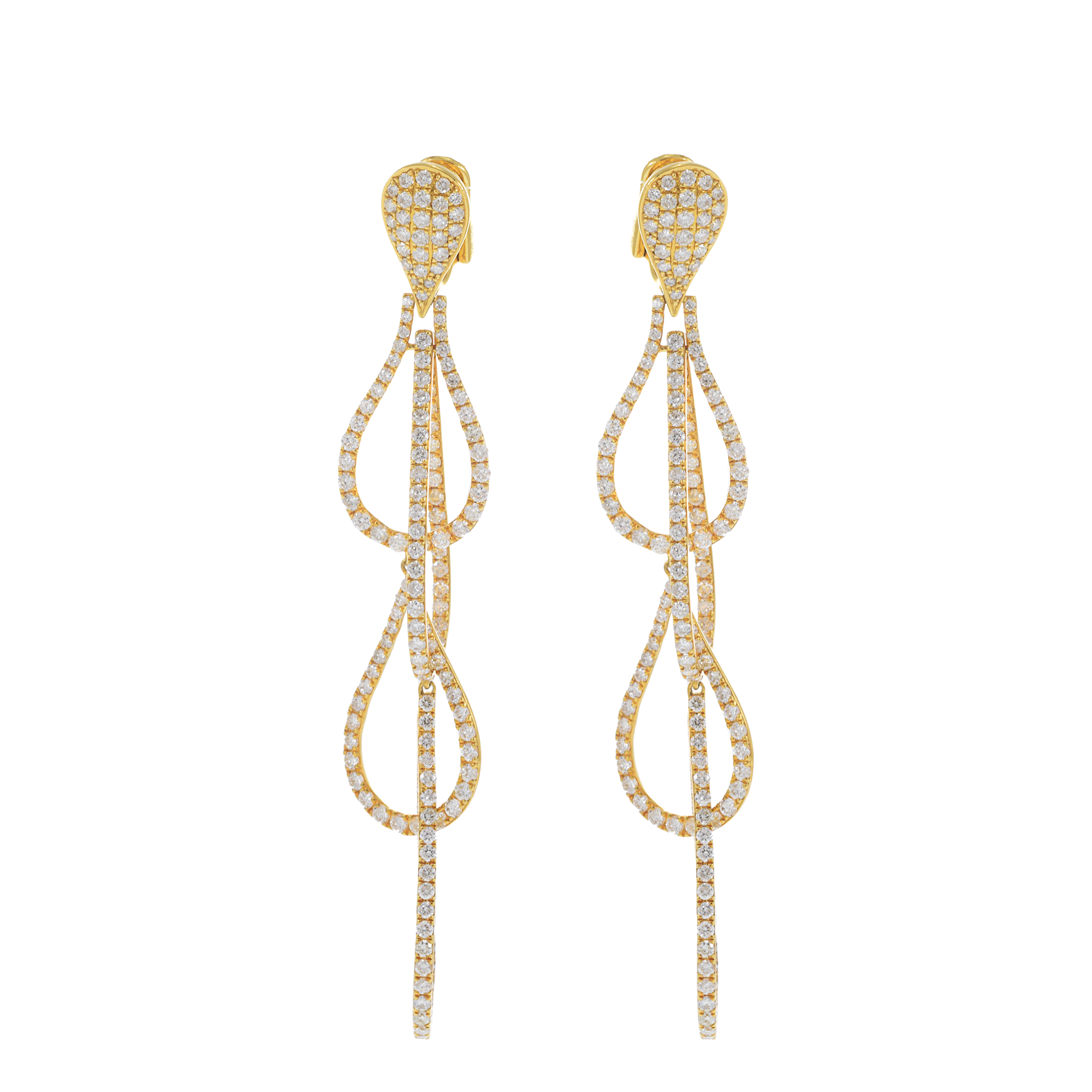 18KT Yellow Gold Interlocking Diamond Drop Earrings