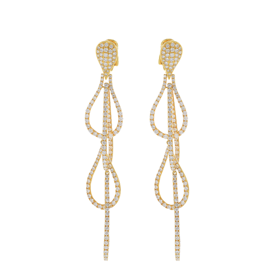 18KT Yellow Gold Interlocking Diamond Drop Earrings