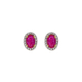 18KT Yellow Gold Ruby And Diamond Earrings