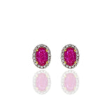 18KT Yellow Gold Ruby And Diamond Earrings