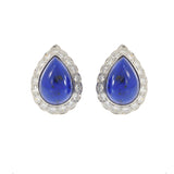 Vintage 18KT Yellow Gold Lapis Lazuli and Diamond Earrings