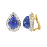 Vintage 18KT Yellow Gold Lapis Lazuli and Diamond Earrings