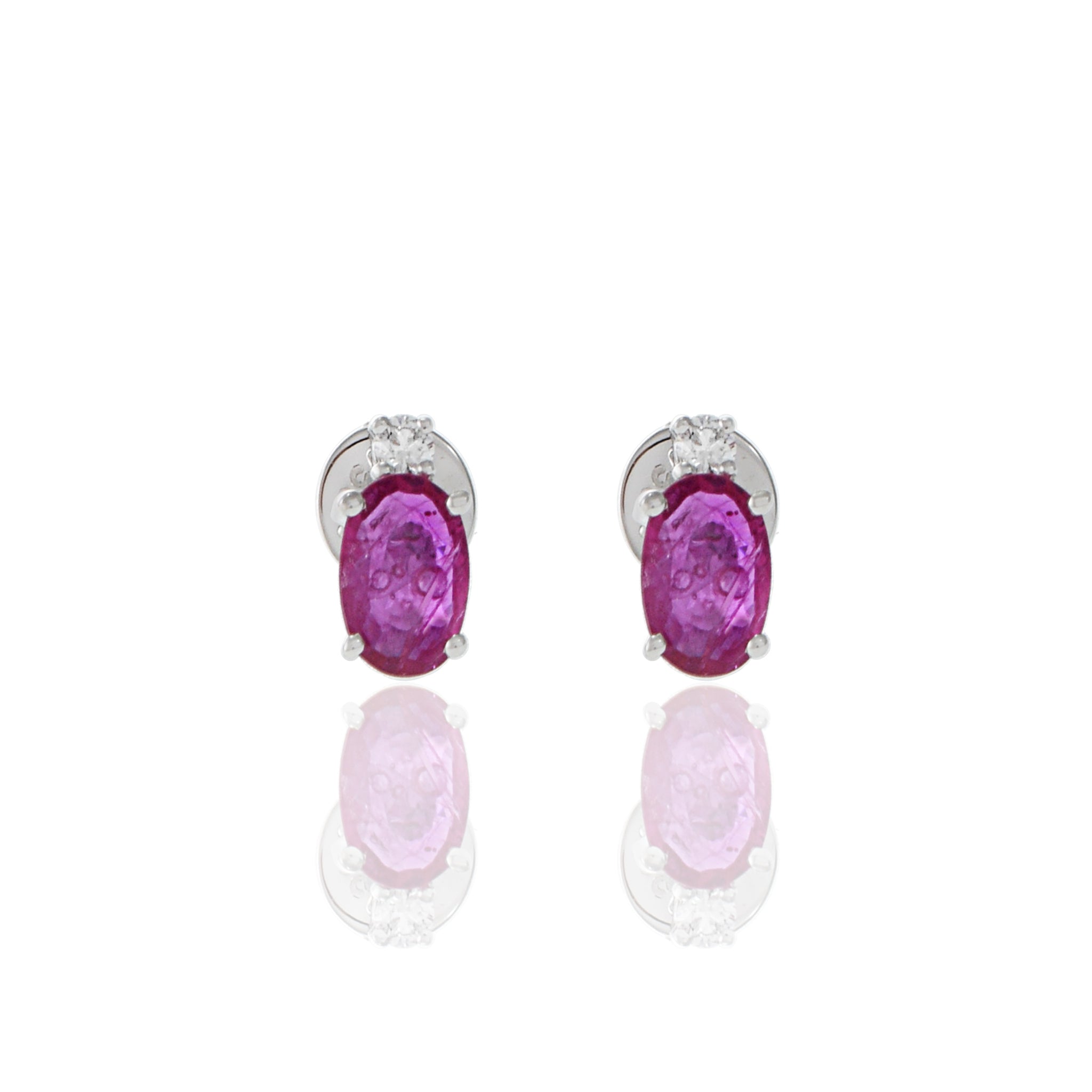 18KT White Gold Ruby And Diamond Earrings