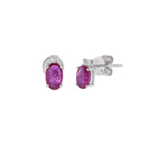 18KT White Gold Ruby And Diamond Earrings