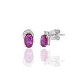 18KT White Gold Ruby And Diamond Earrings