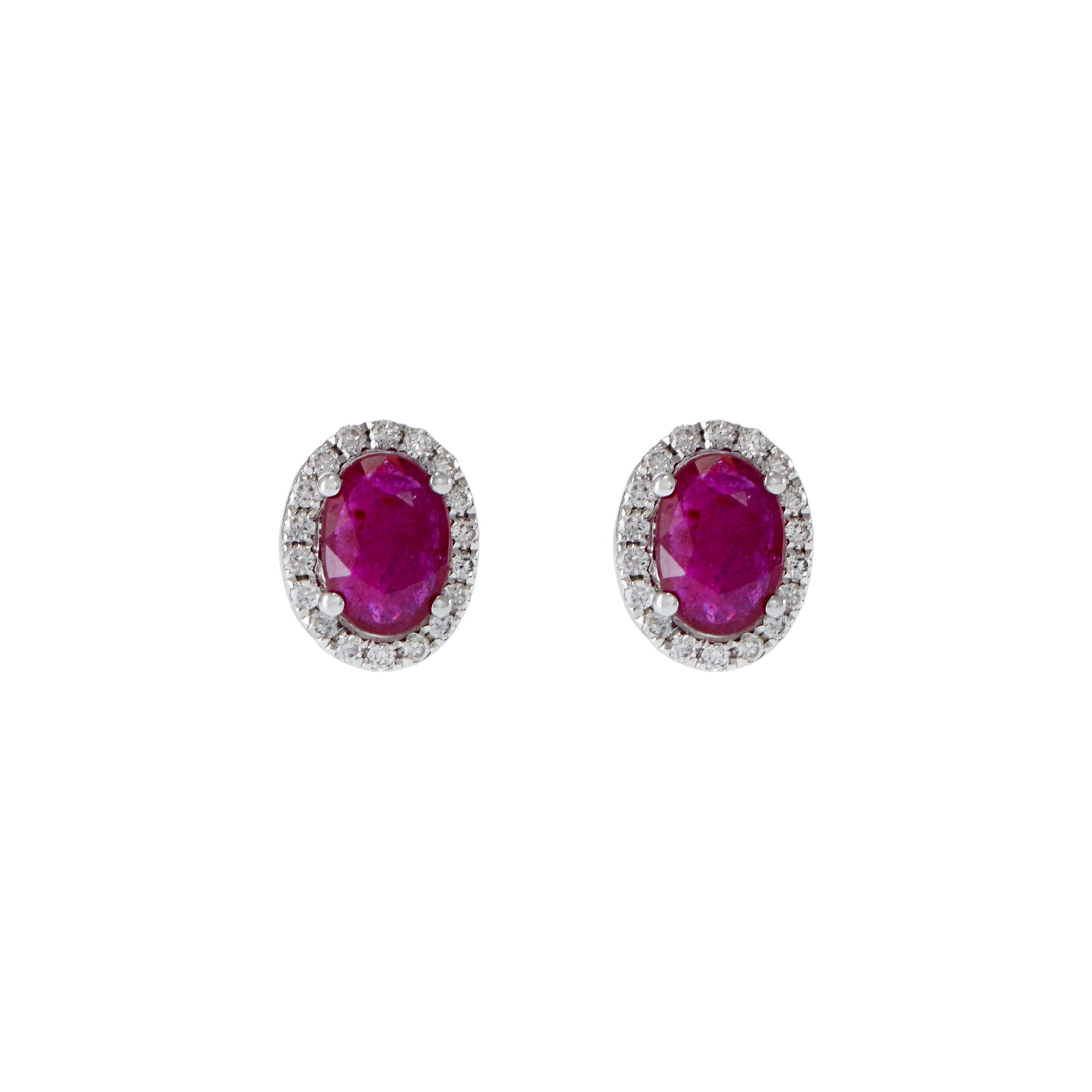 18KT White Gold Ruby And Diamond Earrings