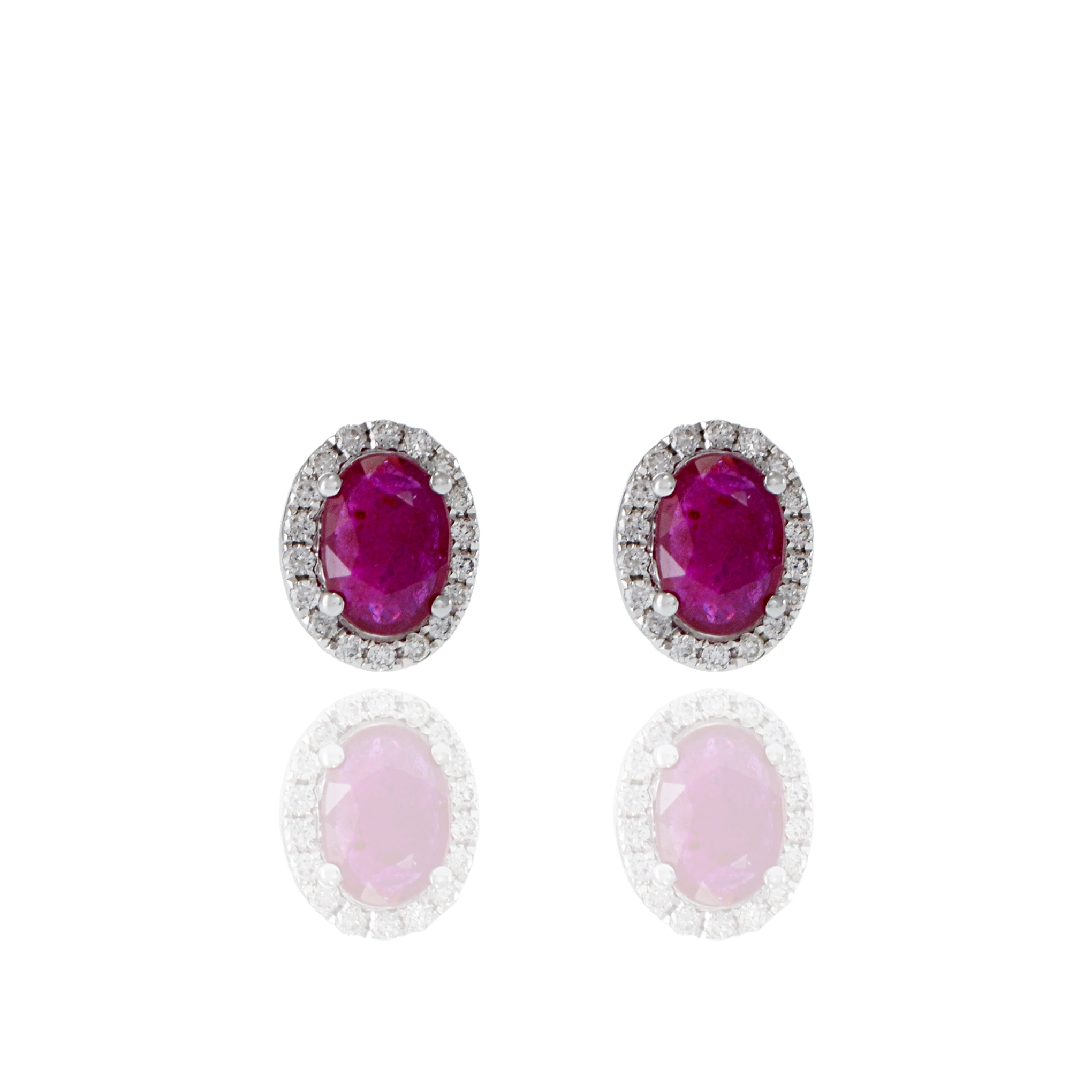 18KT White Gold Ruby And Diamond Earrings