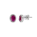 18KT White Gold Ruby And Diamond Earrings