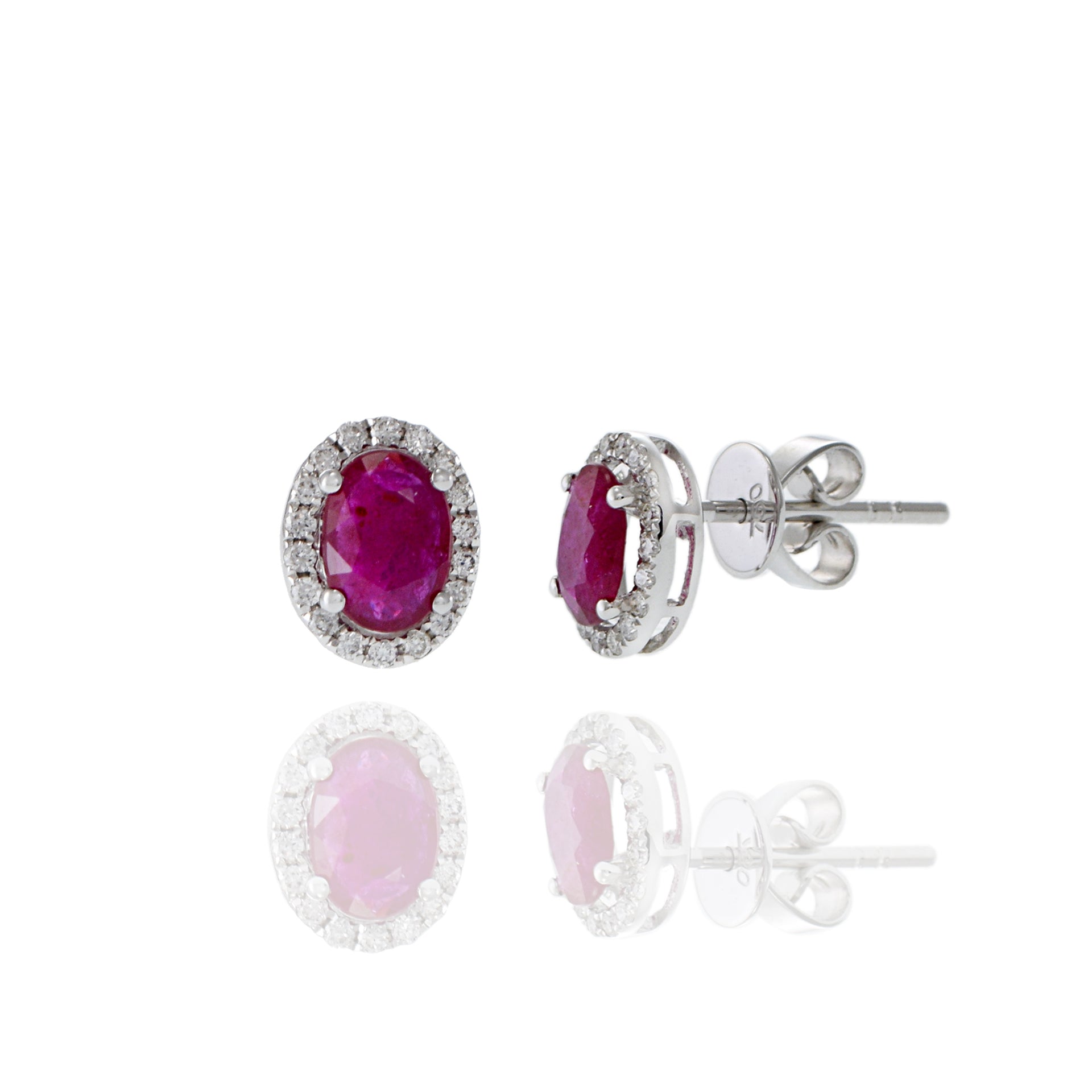 18KT White Gold Ruby And Diamond Earrings