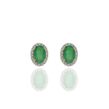 18KT Yellow Gold Emerald And Diamond Earrings