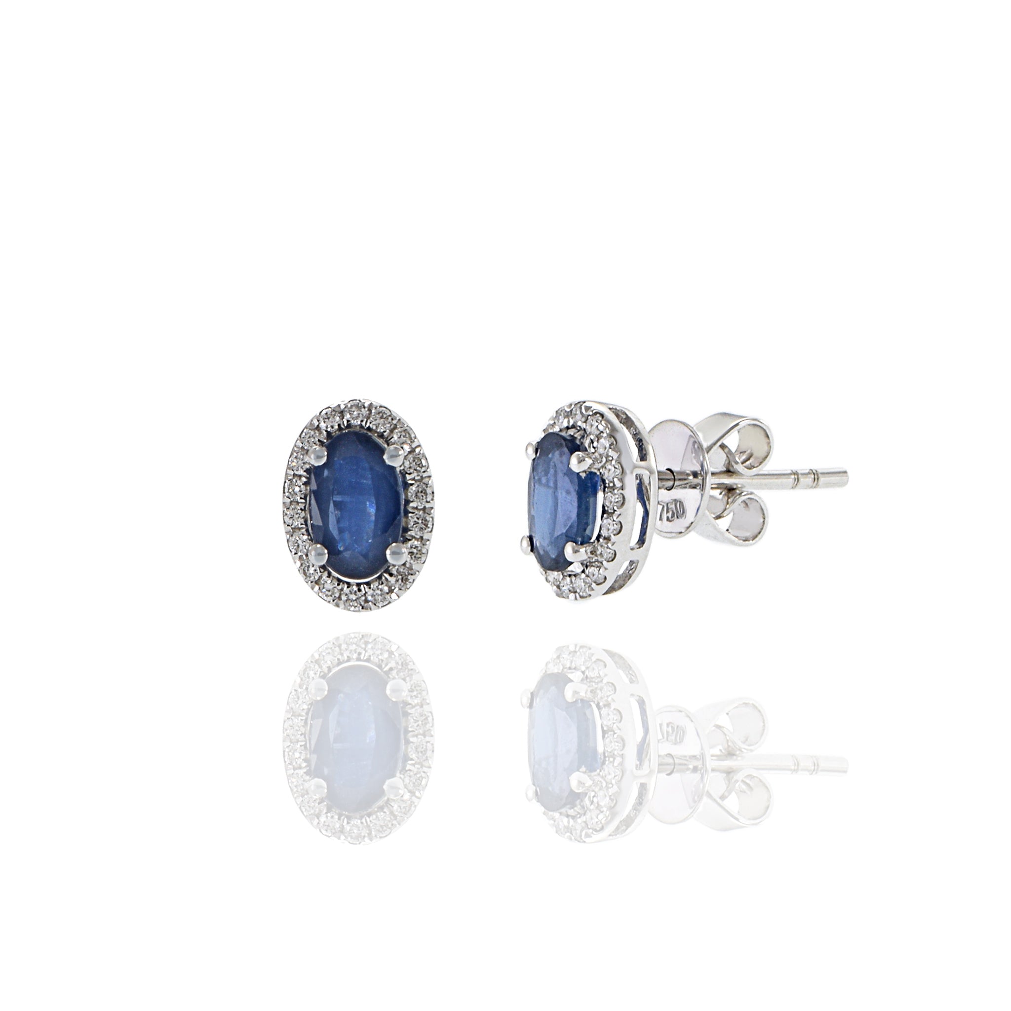 18KT White Gold Sapphire And Diamond Earrings