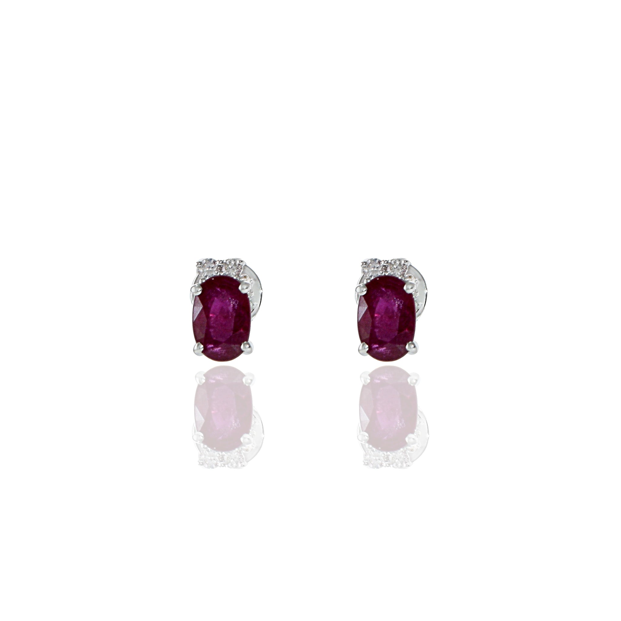 18KT White Gold Ruby And Diamond Earrings