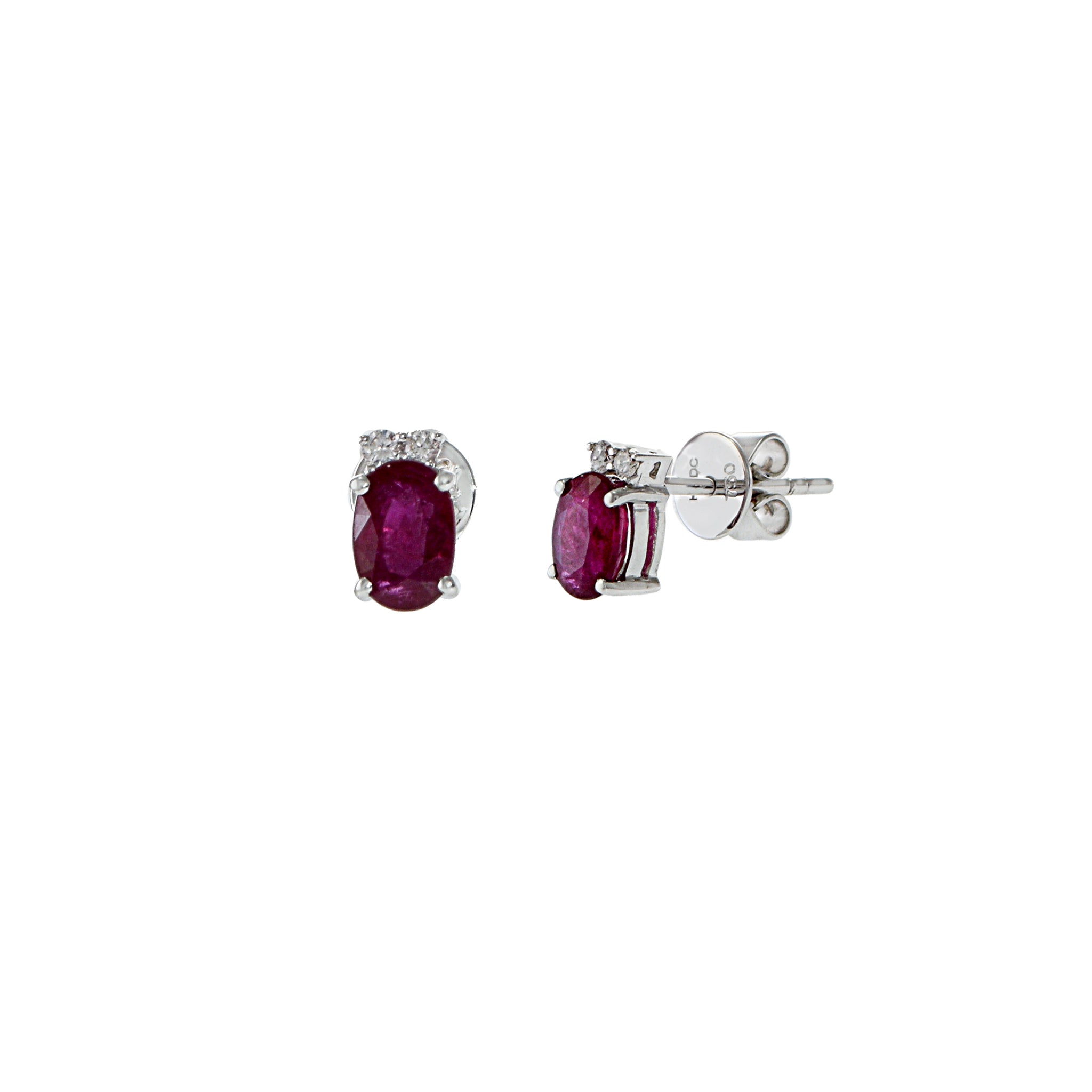 18KT White Gold Ruby And Diamond Earrings