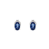 18KT White Gold Blue Sapphire And Diamond Earrings