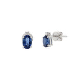 18KT White Gold Blue Sapphire And Diamond Earrings