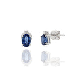 18KT White Gold Blue Sapphire And Diamond Earrings