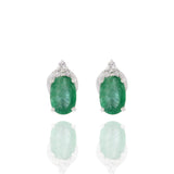 18KT White Gold Emerald And Diamond Earrings